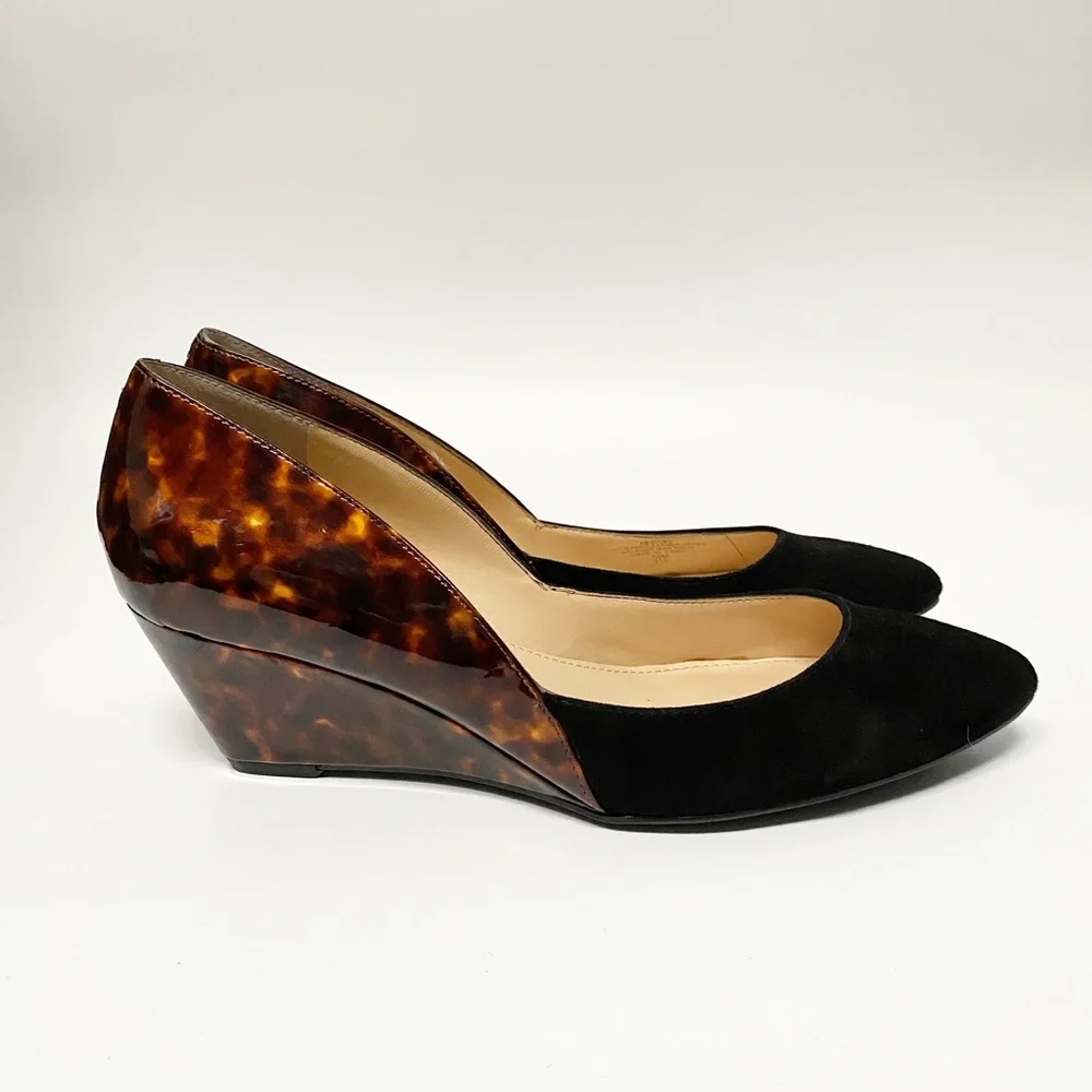 Audrey Brooke Tortoise and Suede Wedge Heels